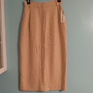 Vtg '80s Does '40s Houndstooth Wool Blend Skirt NWOT